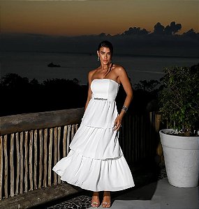 Vestido Zinnia branco+ Clutch brinde