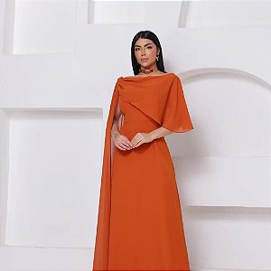 Vestido Sadie terracota + Clutch brinde