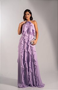 Vestido Florentina Lilas + Clutch brinde