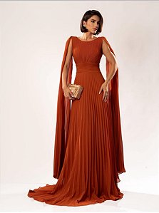 Vestido Juliete terracota + Clutch Brnde