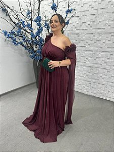 Vestido Santa Lucia marsala + Clutch Brinde