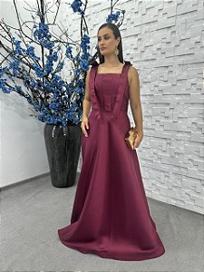 Vestido Frida marsala + Clutch Brinde