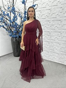 Vestido Gia marsala + Clutch Brinde