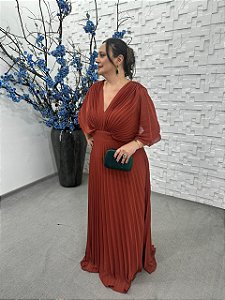 Vestido Margareth Terracota + Clutch Brinde
