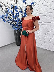 Vestido Lotus terracota + Clutch Brinde