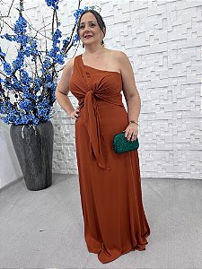 Vestido Amanda terracota + Clutch Brinde