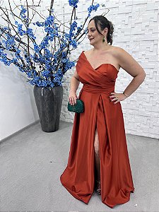 Vestido Estel terracota + Clutch Brinde