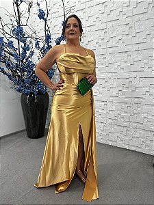 Vestido Samara Dourado + Clutch Brinde