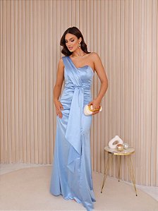 Vestido Gabriele azul serenity + Clutch Brinde