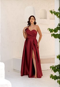 Vestido Estel marsala + Clutch Brinde