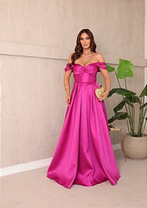 Vestido Margoth fucsia + Clutch Brinde