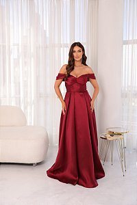 Vestido Margoth marsala + Clutch Brinde