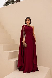 Vestido Alaina marsala + Cluth Brinde