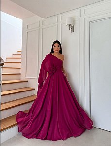 Vestido Liora fucsia + Clutch Brinde