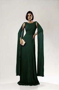 Vestido Juliete verde esmeralda + Clutch Brinde
