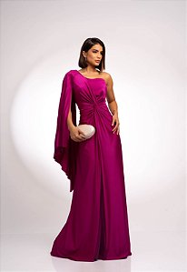 Vestido Gimenez fùcsia + clutch brinde