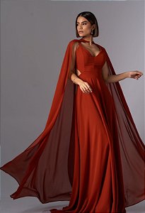 Vestido Celeste terracota + clutch brinde