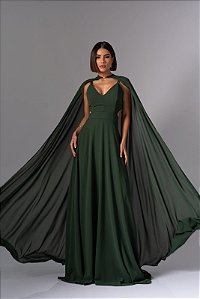 Vestido Celeste verde oliva + clutch brinde