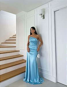 Vestido Amelie azul serenity + Clutch Brinde