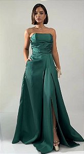 Vestido Sydney Verde esmeralda + Clutch Brinde