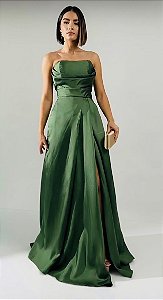 Vestido Sydney Verde oliva + Clutch Brinde