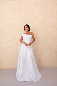 Vestido Sibel branco + Clutch Brinde