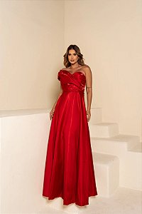 Vestido Sibel vermelho + Clutch Brinde