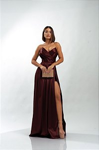 Vestido Atenas marsala + Clutch Brinde