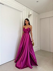 Vestido Atenas fúcsia + Clutch Brinde