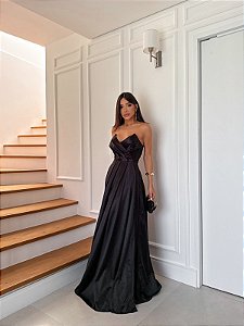 Vestido Atenas preto + Clutch Brinde