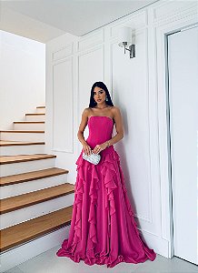 Vestido Mia pink + clutch brinde