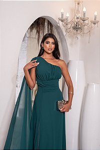 Vestido Francine verde esmeralda + Clutch Brinde