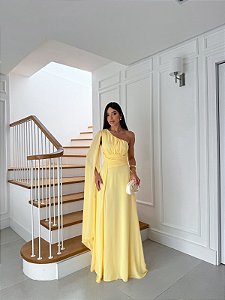 Vestido Francine amarelo + Clutch Brinde