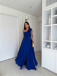Vestido Alessandra Azul royal + Clutch Brinde