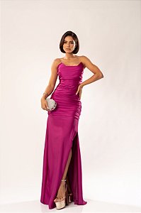 Vestido Liz fucsia + Clutch Brinde