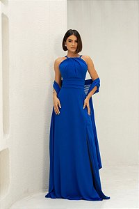 Vestido Lucia Azul royal + Clutch brinde