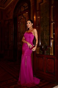 Vestido Lauren fucsia + Clutch Brinde