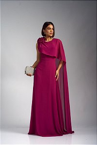 Vestido Mafalda Fucsia + Clutch Brinde