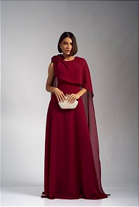 Vestido Mafalda marsala + Clutch Brinde