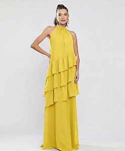 Vestido Jordana amarelo + Clutch Brinde