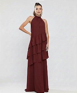 Vestido Jordana marsala + Clutch Brinde