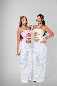 Calça Jeans Metalik branca