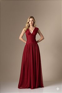 Vestido Paloma marsala + Clutch Brinde