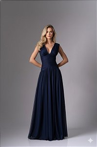 Vestido Paloma azul marinho + Clutch Brinde