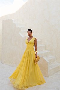 Vestido Paloma amarelo + Clutch Brinde