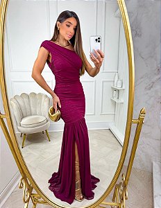 Vestido Alicia Marsala + Clutch Brinde