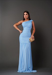 Vestido Alicia Azul serenity + Clutch Brinde