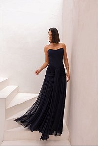 Vestido Cecilia Preto + clutch Brinde