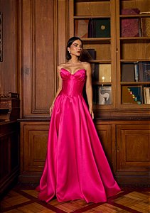 Vestido Karina Pink + Clutch Brinde