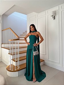 Vestido Mariany Verde esmeralda + Clutch bride